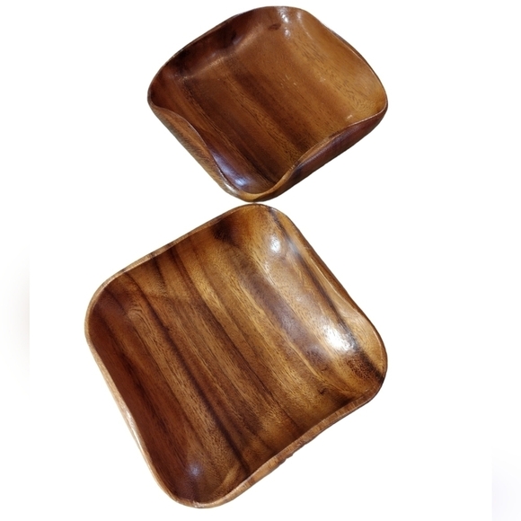 GENUINE Vintage Monkey Pod Bowls Set of 2 - Picture 1 of 6